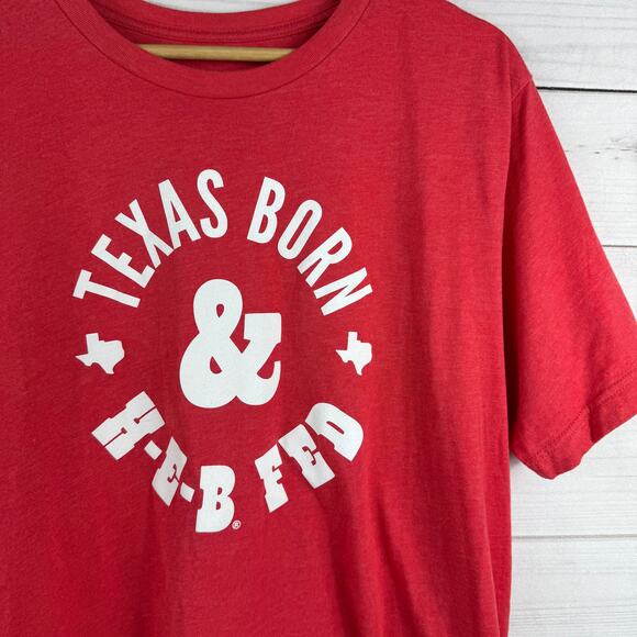 H-E-B Brand Shop Texas Born H-E-B Fed Adult‎ T-Shirt - Heather Red, XL - Picture 3 of 6